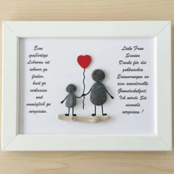 Personalisiertes Steinbild mit Trockenblumen als Geschenk zum Lehrerabschied – Unikat STB-55