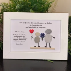 Personalisiertes Steinbild Abschiedsgeschenk mit Trockenblumen – Geschenkidee für Lehrer & Kolleginnen, STB-47