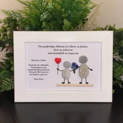 Personalisiertes Steinbild Abschiedsgeschenk mit Trockenblumen – Geschenkidee für Lehrer & Kolleginnen, STB-47