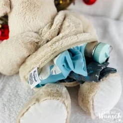 Personalisiertes Stofftier mit Tasche | Rentier Kuscheltier mit Namen | Weihnachtsgeschenk für Kinder | Geschenk zu Weih