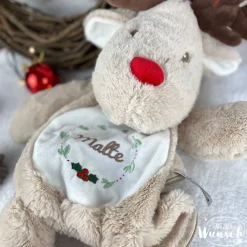 Personalisiertes Stofftier mit Tasche | Rentier Kuscheltier mit Namen | Weihnachtsgeschenk für Kinder | Geschenk zu Weih