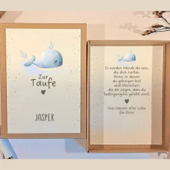 Personalisiertes Taufgeschenk mit Wal Motiv – Geschenkbox zur Taufe mit Name & Geldgeschenk