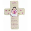 Personalisiertes Taufkreuz Schutzengelkreuz Mädchen – Handbemaltes Holzkreuz als Geschenk zur Taufe oder Geburt