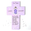 Personalisiertes Taufkreuz Mädchen | Handbemaltes Holzkreuz mit Schutzengel | Einzigartiges Taufgeschenk