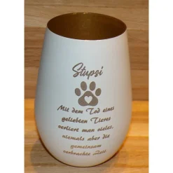 Personalisiertes Trauerlicht Windlicht – Gravur Tier