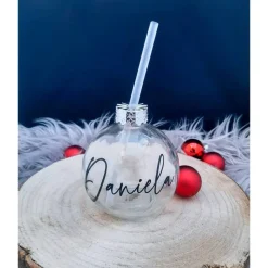 Personalisiertes Trinkglas Christbaumkugel – Weihnachtsgeschenk mit Namen, 400 ml aus Glas