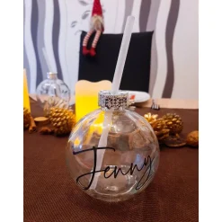 Personalisiertes Trinkglas Christbaumkugel – Weihnachtsgeschenk mit Namen, 400 ml aus Glas