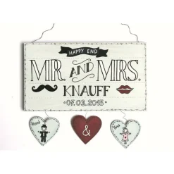 Personalisiertes Türschild aus Holz – Mr. & Mrs. mit Namen & Datum – Einzigartiges Hochzeitsgeschenk