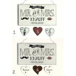 Personalisiertes Türschild aus Holz – Mr. & Mrs. mit Namen & Datum – Einzigartiges Hochzeitsgeschenk