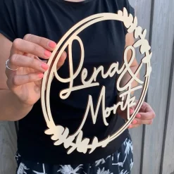 Personalisiertes Türschild/Schild zur Hochzeit, 2 Namen, Holz, Geldgeschenk