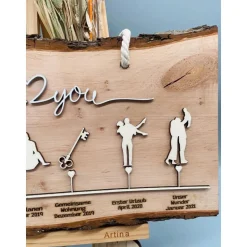 Personalisiertes Valentinstagsgeschenk – Einzigartige Liebesgeschichte auf Holz – Geschenk Hochzeitstag & Jahrestag