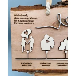 Personalisiertes Valentinstagsgeschenk – Einzigartige Liebesgeschichte auf Holz – Geschenk Hochzeitstag & Jahrestag