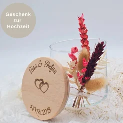 Personalisiertes Vorratsglas | Geschenk mit Trockenblumen | Geschenk zur Hochzeit mit zwei Namen | Geldgeschenk