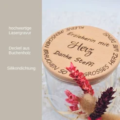 Personalisiertes Vorratsglas mit Holzdeckel | Kleines Dankeschön | Abschiedsgeschenk Kindergarten | Geschenk Hebamme