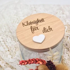 personalisiertes Vorratsglas mit Holzdeckel | Dankeschön Geschenk | Kleinigkeit für dich | Abschiedsgeschenk