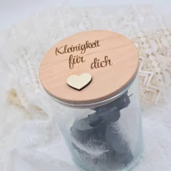 personalisiertes Vorratsglas mit Holzdeckel | Dankeschön Geschenk | Kleinigkeit für dich | Abschiedsgeschenk