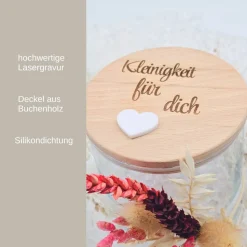 personalisiertes Vorratsglas mit Holzdeckel | Dankeschön Geschenk | Kleinigkeit für dich | Abschiedsgeschenk