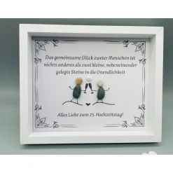 Personalisiertes Wandbild zur Silberhochzeit – Einzigartiges Geschenk mit Steinen, handgemacht, Unikat