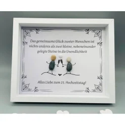 Personalisiertes Wandbild zur Silberhochzeit – Einzigartiges Geschenk mit Steinen, handgemacht, Unikat