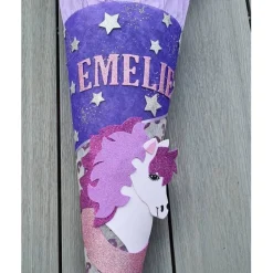 Pferd Einhorn1 Schultüte Zuckertüte als DIY Set oder in handarbeit hergestellt-personalisiert, individuell