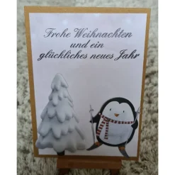 Pinguin auf Ski - Frohe Weihnachten -  Weihnachtskarte
