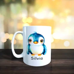 Pinguin Tasse personalisiert mit Namen Pinguine Namenstasse Geschenk aus Keramik Kind