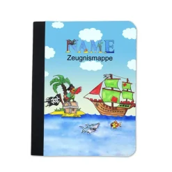 Pirat Zeugnismappe personalisiert | Zeugnismappe Jungen | Zeugnismappe mit Namen | Urkundenmappe Piratenschiff