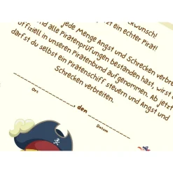 Piraten Geburtstag Ideen - Mitgebsel für die ultimative Piratenparty - Urkunde in DIN A4 als digitale Datei