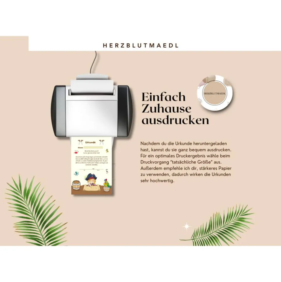 Piraten Geburtstag Ideen - Mitgebsel für die ultimative Piratenparty - Urkunde in DIN A4 als digitale Datei