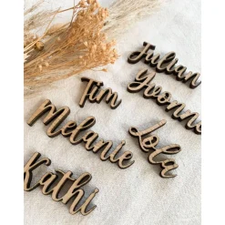 Platzkarten Tischkarten Namen aus echtem Eichenholzfurnier