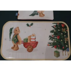 Platzset Lätzchen Weihnachtsteddy beidseitig nutzbar aus Wachstuch
