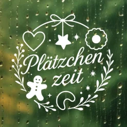 Plätzchenzeit Aufkleber Fensterbild für die Weihnachtsbäckerei