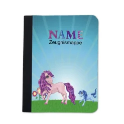 Pony Zeugnismappe personalisiert | Zeugnismappe Mädchen | Zeugnismappe mit Namen | Urkundenmappe Pony