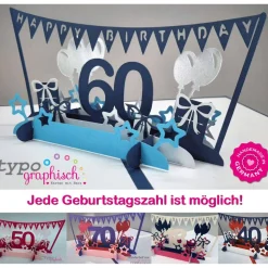 Pop-up Karte zum Geburtstag – Zahl wählbar – personalisierbar & handgemacht