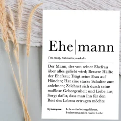 Poster EHEMANN | Hochzeit | Verlobung | Geschenk | Definition | Duden | Mr & Mrs | Hochzeitsgeschenk