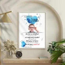 Poster Einschulung personalisiert Wünsche Mutmacher | eigenes Foto Junge | Geschenkidee erster Schultag