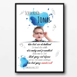 Poster Einschulung personalisiert Wünsche Mutmacher | eigenes Foto Junge | Geschenkidee erster Schultag