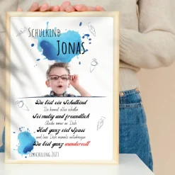 Poster Einschulung personalisiert Wünsche Mutmacher | eigenes Foto Junge | Geschenkidee erster Schultag