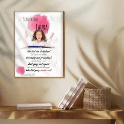 Poster Einschulung personalisiert Wünsche Mutmacher | eigenes Foto Mädchen | Geschenkidee erster Schultag