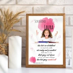 Poster Einschulung personalisiert Wünsche Mutmacher | eigenes Foto Mädchen | Geschenkidee erster Schultag