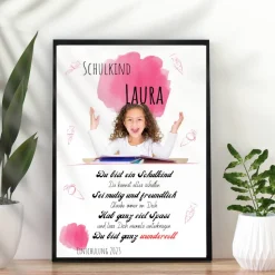 Poster Einschulung personalisiert Wünsche Mutmacher | eigenes Foto Mädchen | Geschenkidee erster Schultag
