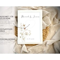 Poster Geldgeschenk Hochzeit, Verlobung personalisiert