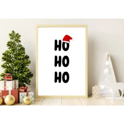 Poster HOHOHO Weihnachtsmütze Weihnachtsgeschenk Merry Christmas Frohe Weihnachten Geschenk Familie Weihnachtsdeko