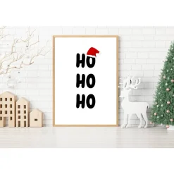 Poster HOHOHO Weihnachtsmütze Weihnachtsgeschenk Merry Christmas Frohe Weihnachten Geschenk Familie Weihnachtsdeko