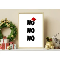 Poster HOHOHO Weihnachtsmütze Weihnachtsgeschenk Merry Christmas Frohe Weihnachten Geschenk Familie Weihnachtsdeko