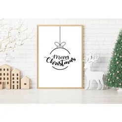 Poster KUGEL MERRY CHRISTMAS Weihnachtsgeschenk Frohe Weihnachten Geschenk Familie Weihnachtsdeko Weihnachtliche Advent