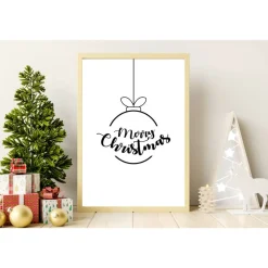 Poster KUGEL MERRY CHRISTMAS Weihnachtsgeschenk Frohe Weihnachten Geschenk Familie Weihnachtsdeko Weihnachtliche Advent