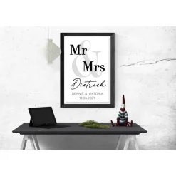 Poster MR & MRS mit Namen, Datum, und Ort | Personalisiert | Hochzeitsgeschenk | Geschenk Brautpaar | Sie Ihn | Hochzeit