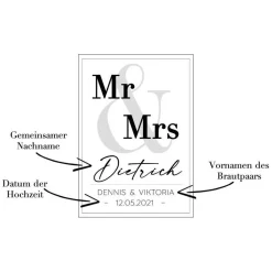 Poster MR & MRS mit Namen, Datum, und Ort | Personalisiert | Hochzeitsgeschenk | Geschenk Brautpaar | Sie Ihn | Hochzeit