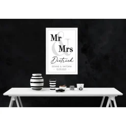 Poster MR & MRS mit Namen, Datum, und Ort | Personalisiert | Hochzeitsgeschenk | Geschenk Brautpaar | Sie Ihn | Hochzeit